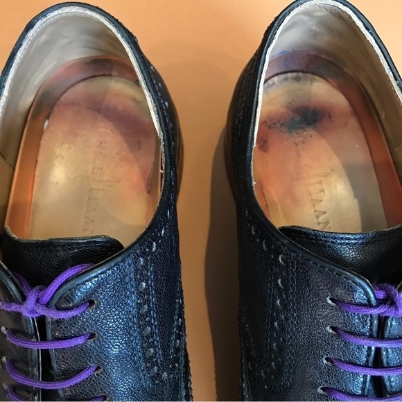 Cole Haan Black Leather Wingtip Brogue Oxfords, Size 10 - Picture 5 of 15